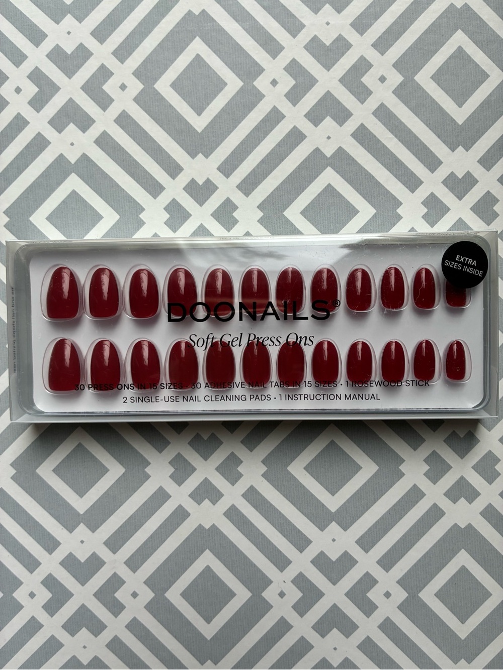 DOONAILS Reusable Soft Gel Press-On Nails in Deep Red